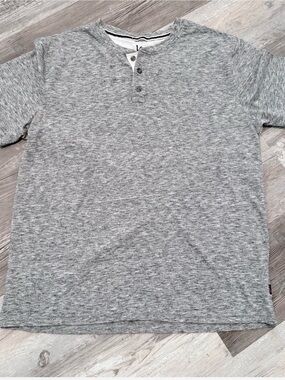 Men's Heather Gray Henley Short-Sleeve Shirt - Size XL